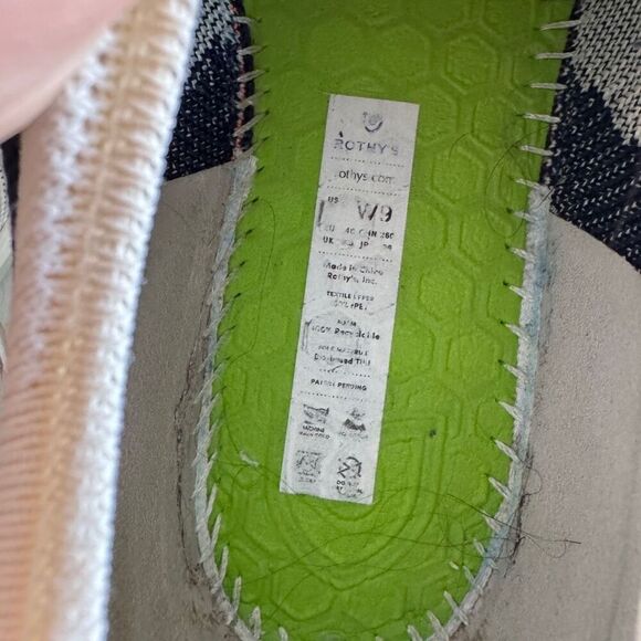 Rothy's The Lace Up Sneaker Classic Navy Off White Cream Stripe size 9 - Picture 8 of 10